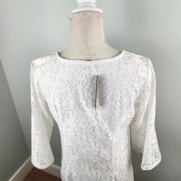 Ellen Weaver Women’s Crochet Bell Sleeve Shift Dress Size Medium White - Picture 6 of 9